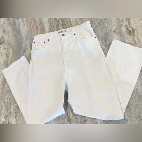Women’s ABERCROMBIE & FITCH The Ankle Straight Ultra High Rise white jean Sz 10 - Picture 5 of 10
